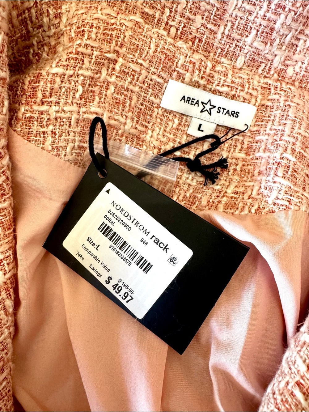 NWT Area Stars pink & ivory Ursula tweed
cropped jacket L - Picture 11 of 15
